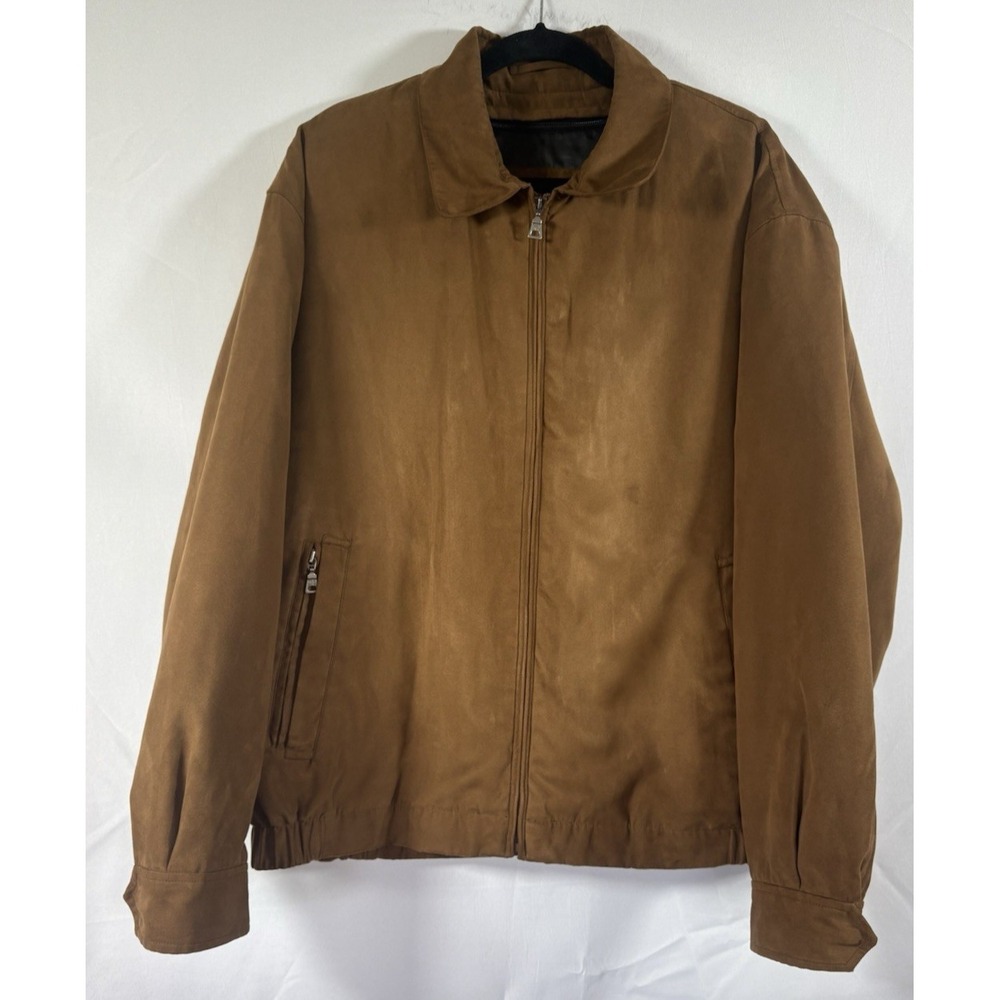 Jos.A.Bank suede coat size L brown full zip jacket removable lining
